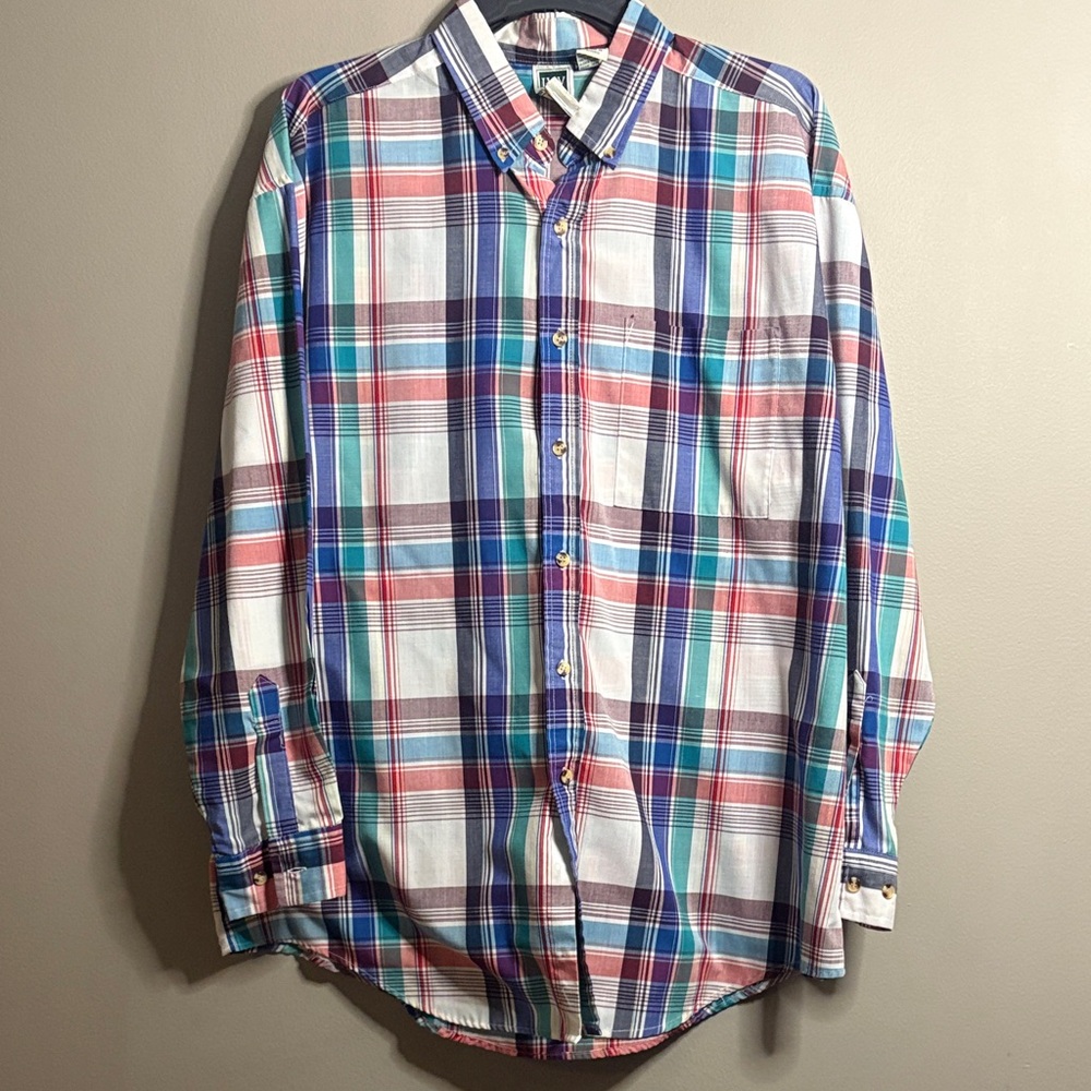Vintage  IVY Club Classics  Multicolor Plaid Long Sleeve Shirt Large